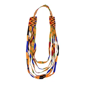 Orange Strings Ankara Necklace