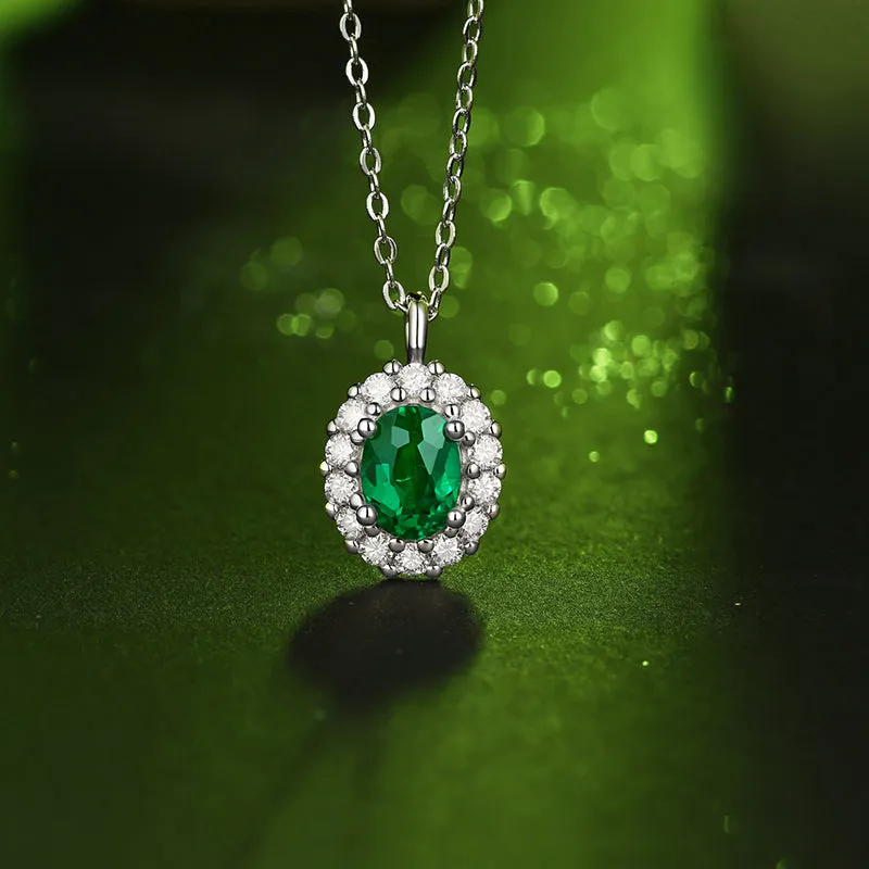 Oval Cut Gemstone Emerald Necklace
