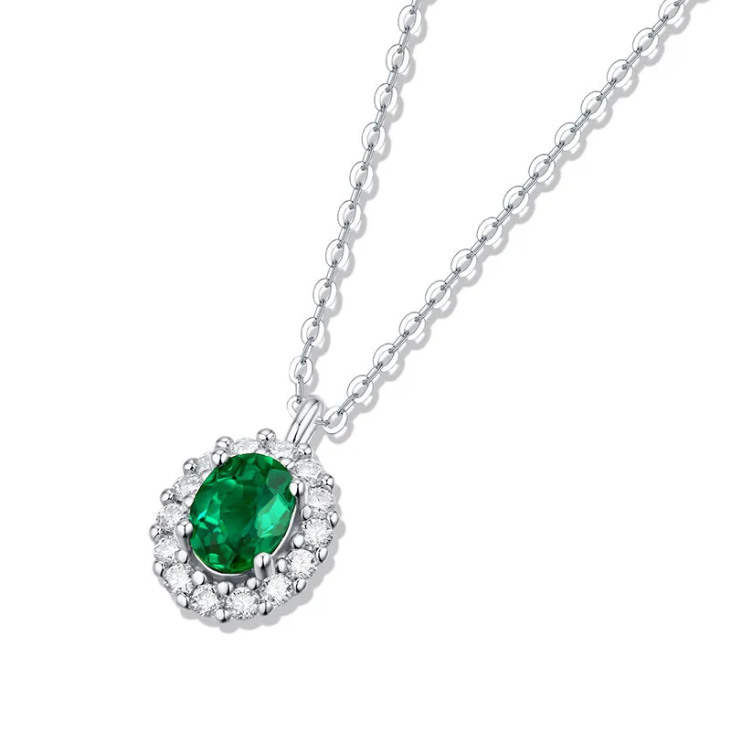 Oval Cut Gemstone Emerald Necklace