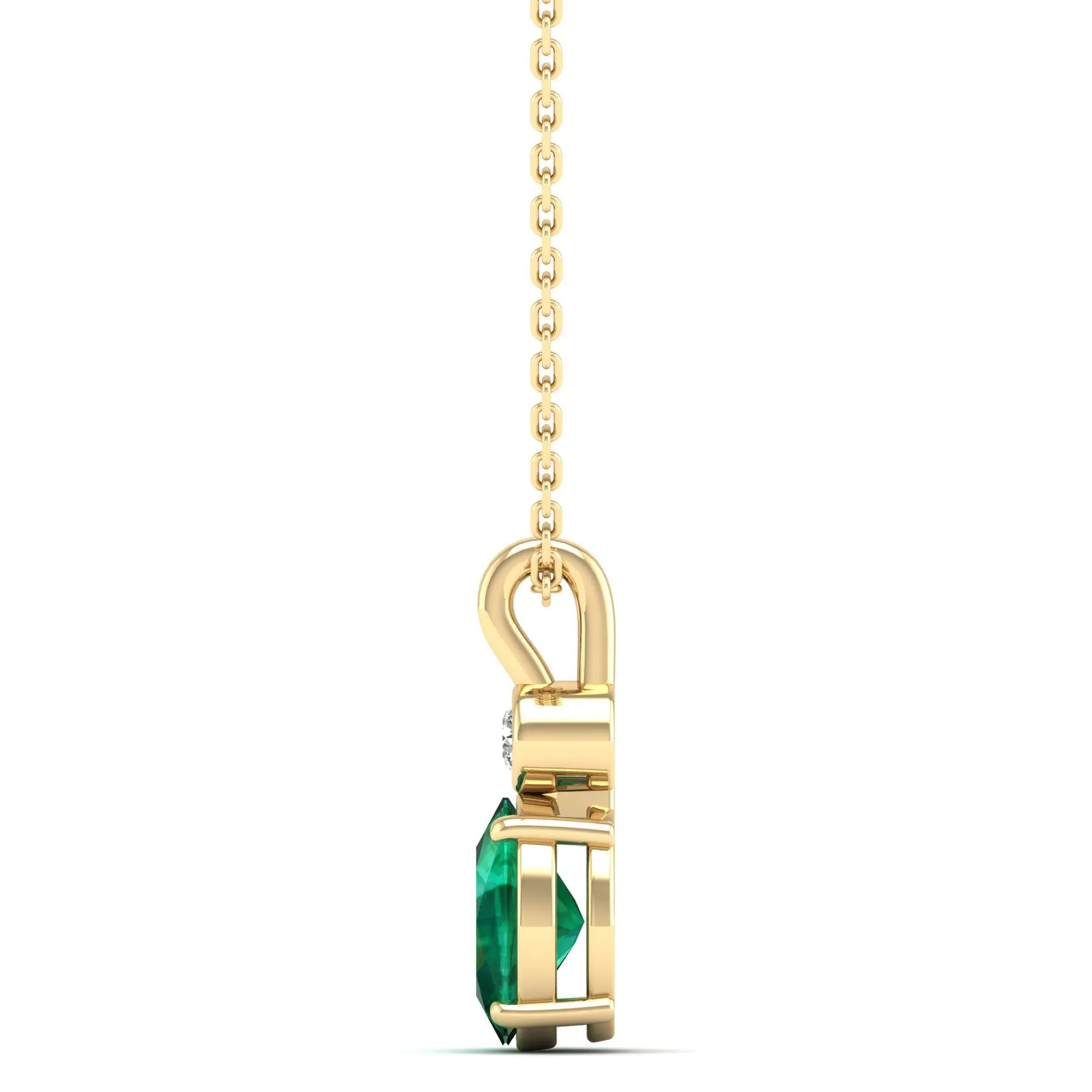 Oval Emerald and Bezel Set Accent Diamond Pendant