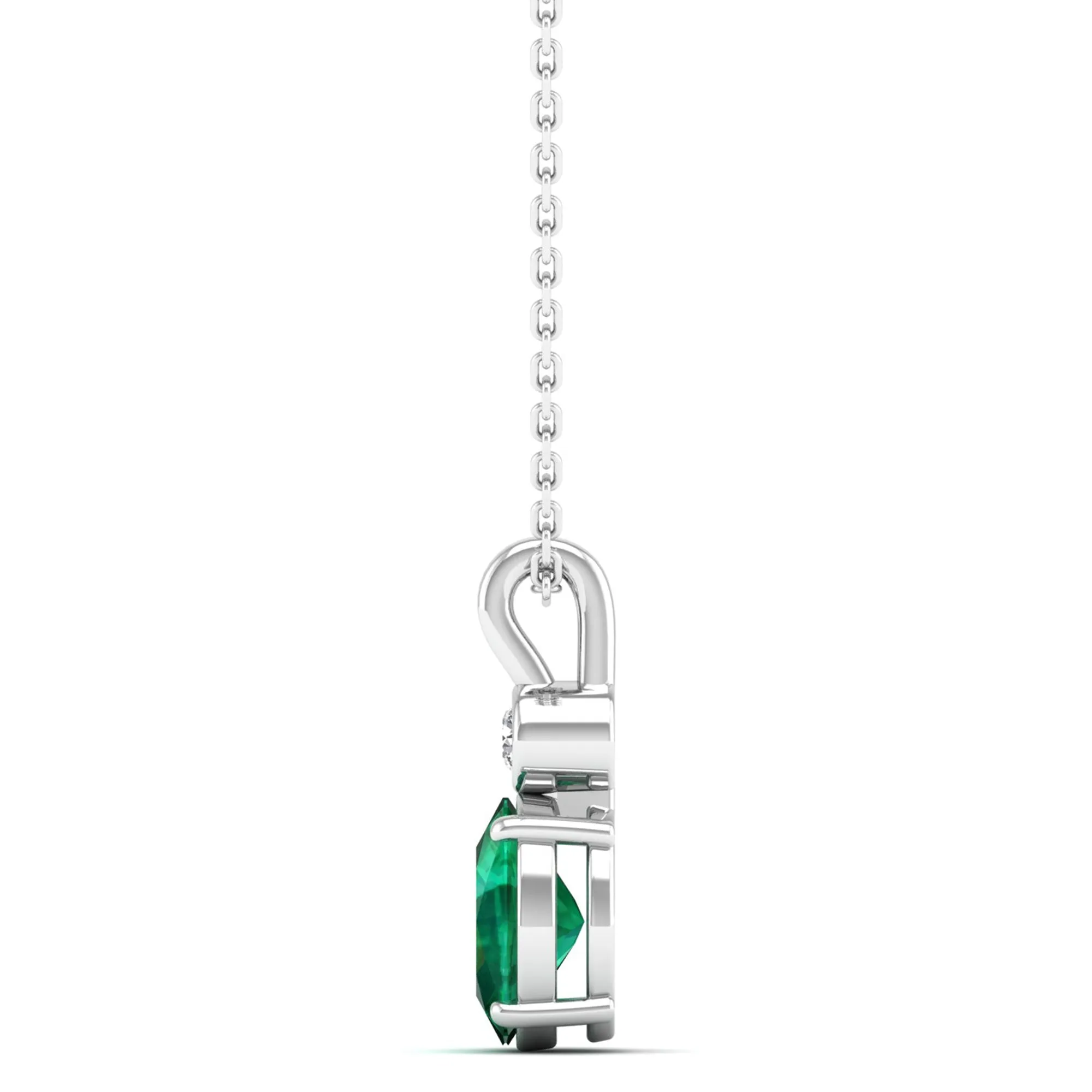 Oval Emerald and Bezel Set Accent Diamond Pendant