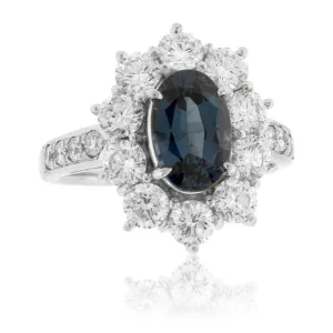 Oval-Shape Alexandrite & Diamond Vintage Style Halo Ring