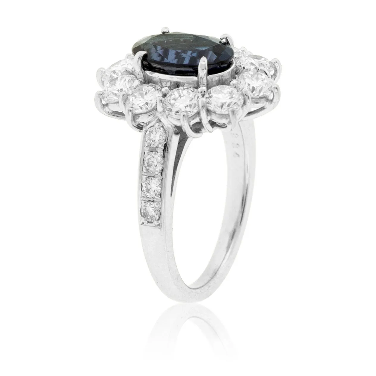 Oval-Shape Alexandrite & Diamond Vintage Style Halo Ring