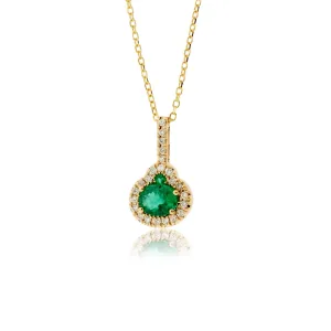 Oval Shaped Emerald Pendant with Diamond Halo