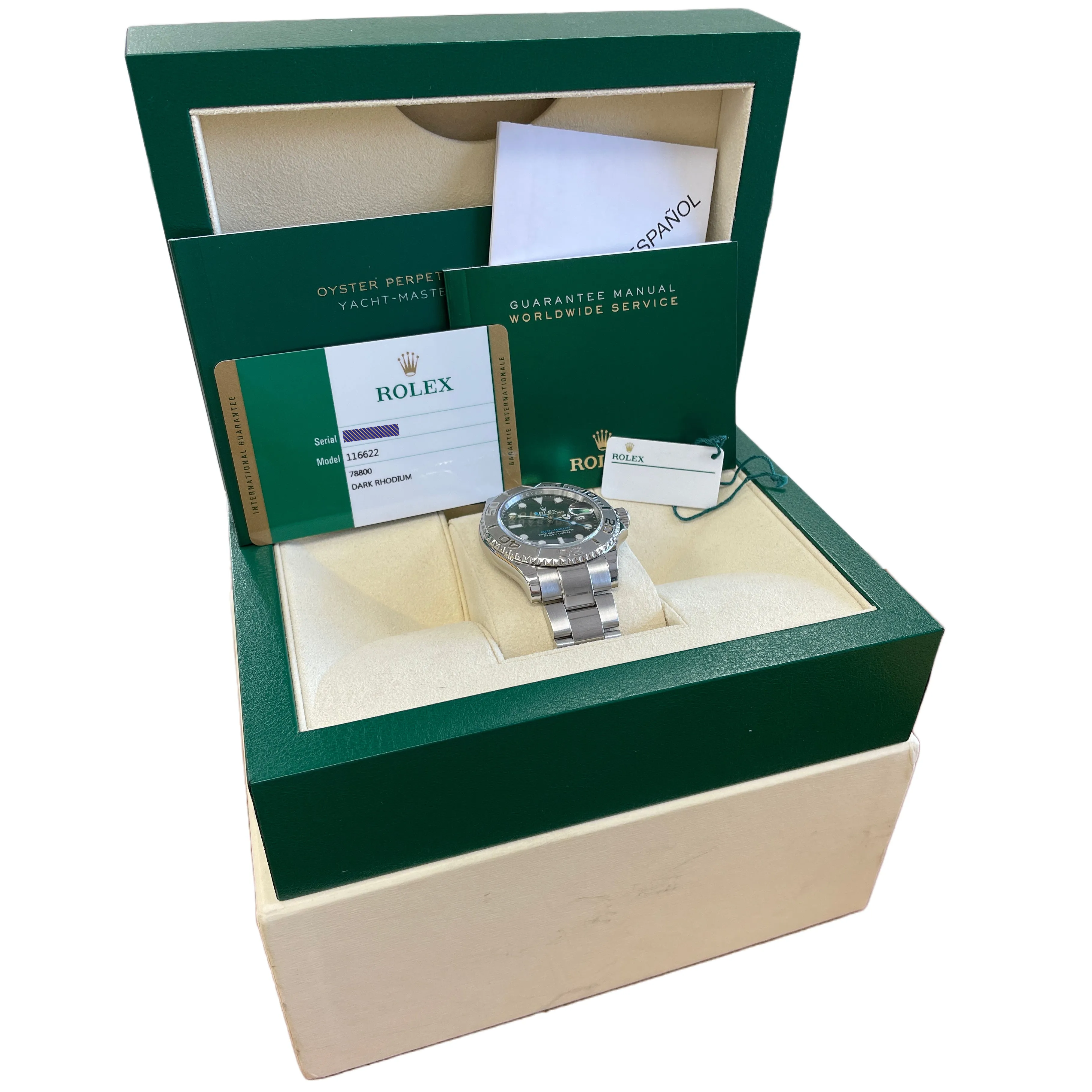 PAPERS Rolex Yacht-Master Rhodium Stainless Steel Platinum Date 40mm 116622 B P