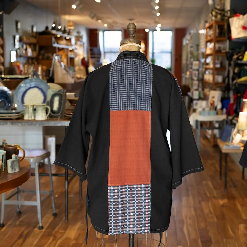 Patchwork Kimono Jacket in Brown/Navy