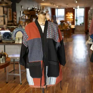 Patchwork Kimono Jacket in Brown/Navy