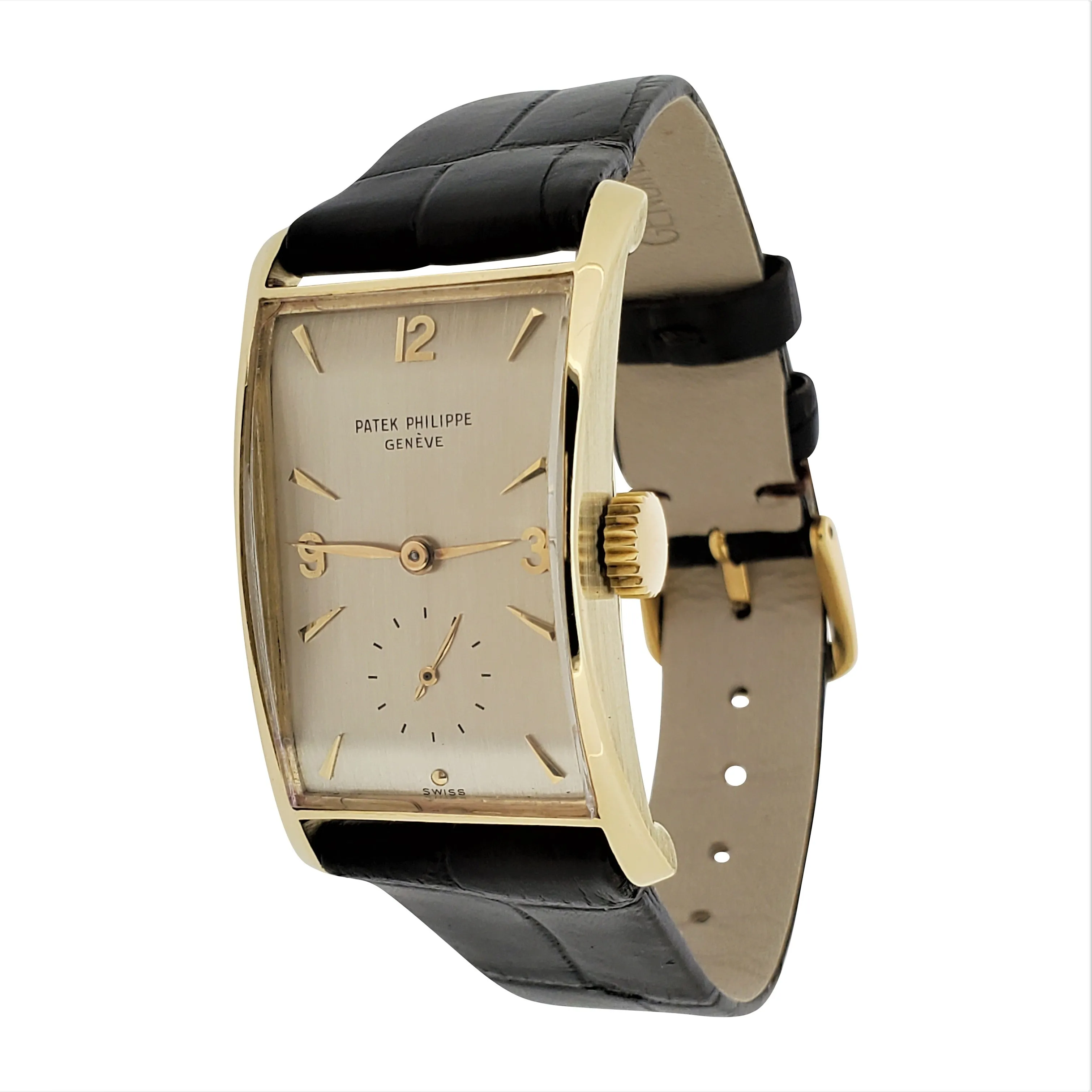 Patek Philippe 1593J Vintage Iconic Design "Hour Glass" Rectangular watch circa 1955
