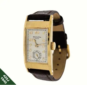Patek Philippe 425J "Tegolino" Iconic Vintage  Art Deco Watch in Yellow Gold Circa 1940