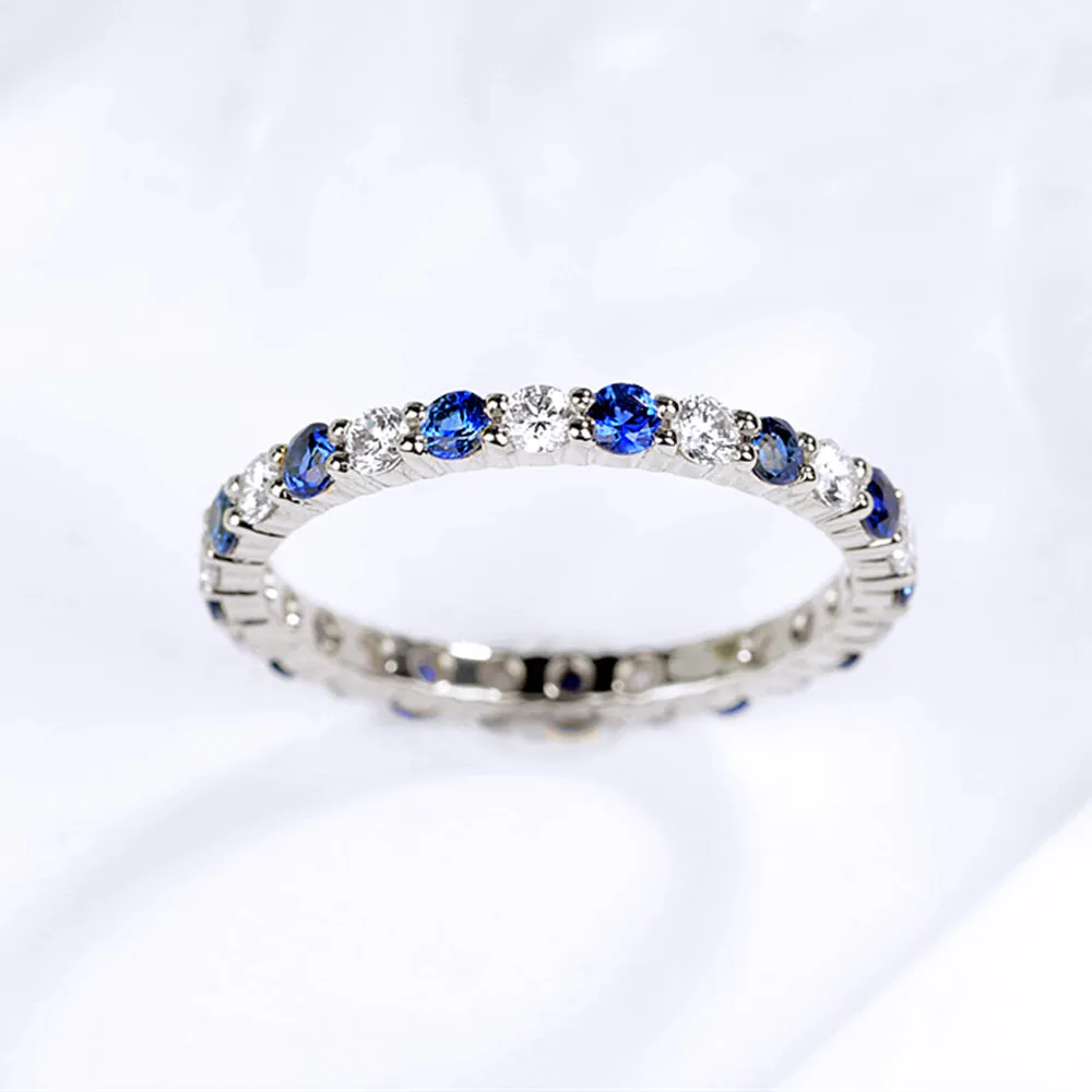 Pave Sapphire and Diamond Full Eternity Ring