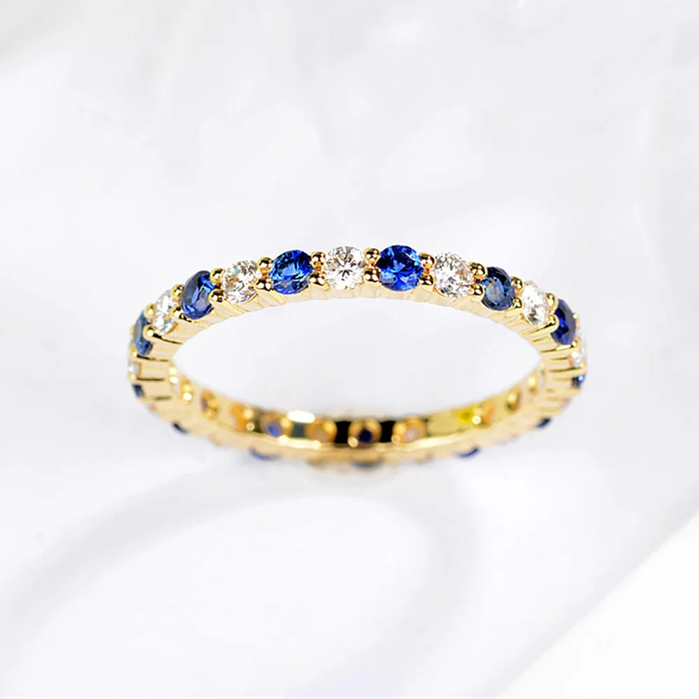 Pave Sapphire and Diamond Full Eternity Ring