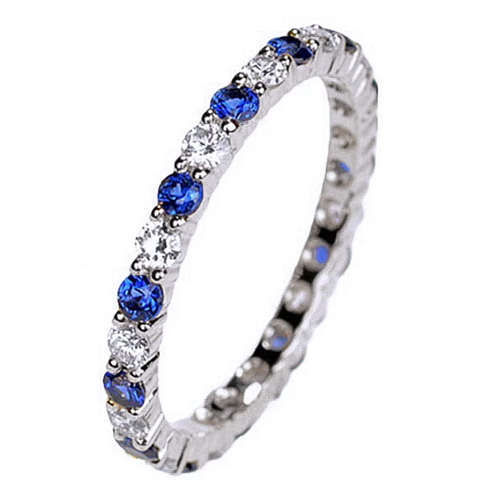 Pave Sapphire and Diamond Full Eternity Ring