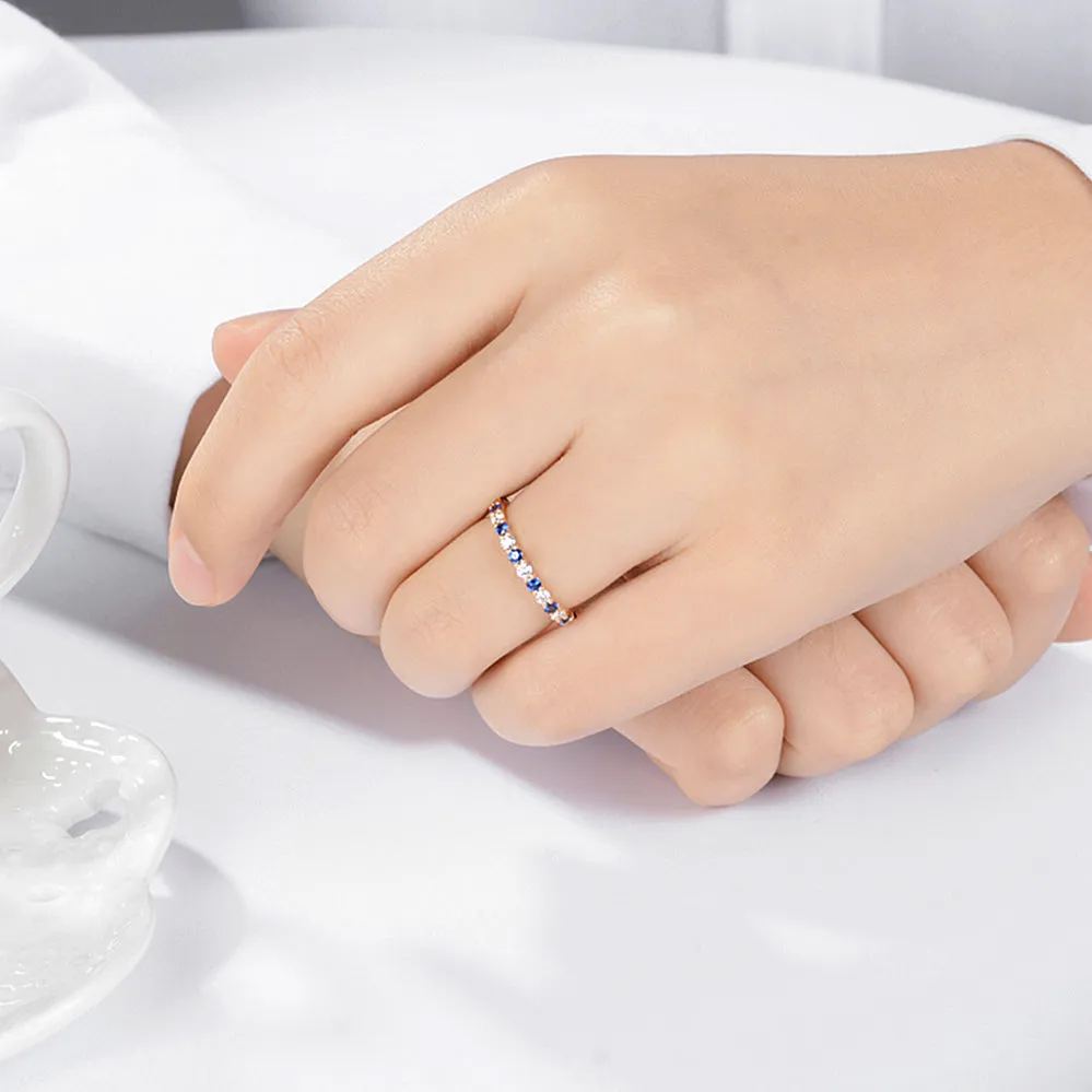 Pave Sapphire and Diamond Full Eternity Ring