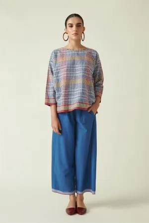 Payal Pratap   I   Shaughnessey Elephas Free Size Top Cotton Handloom Blue Transition Edit 1T-16A