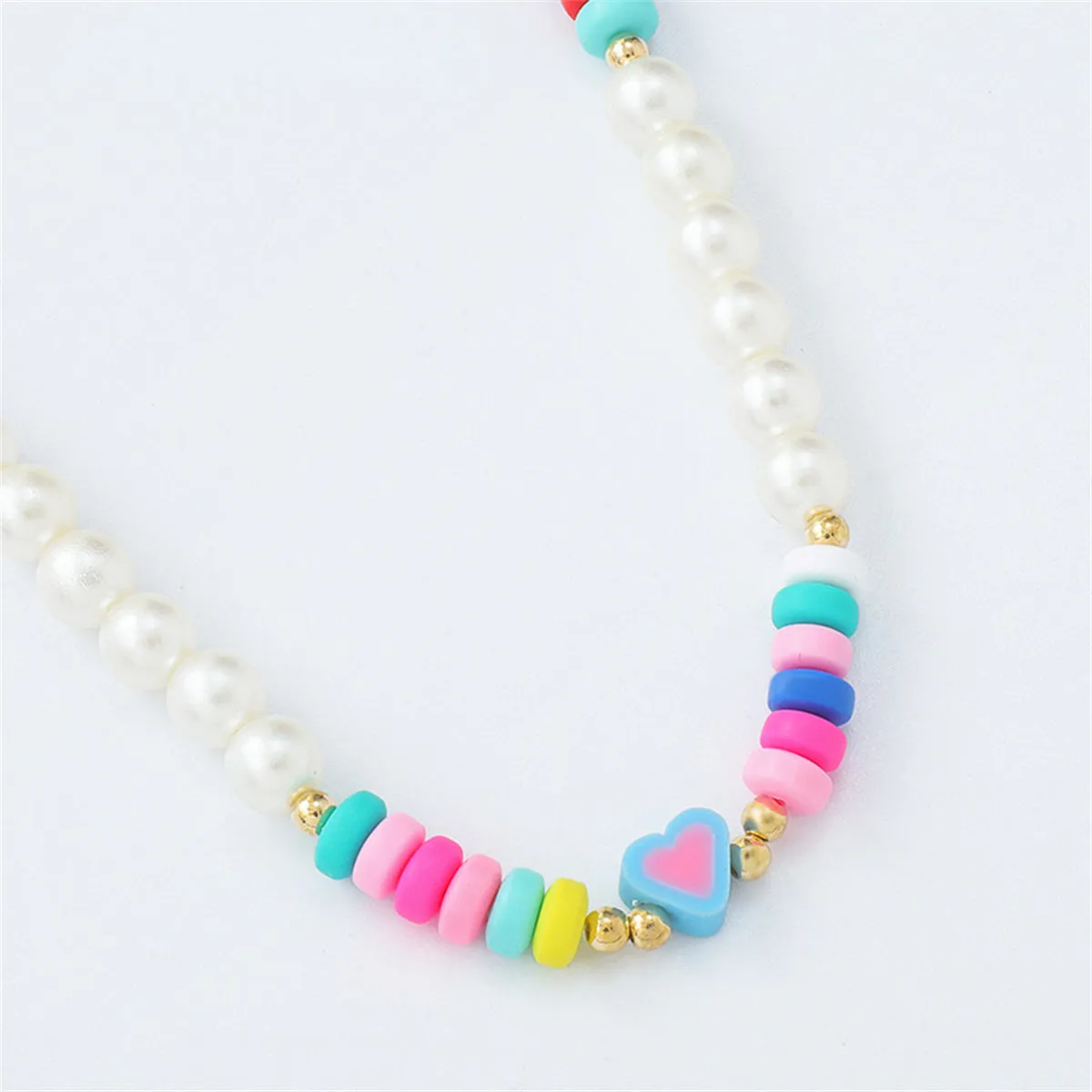 Pearl & Multicolor Polymer Clay 18K Gold-Plated Heart Beaded Necklace