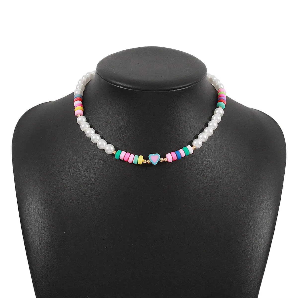 Pearl & Multicolor Polymer Clay 18K Gold-Plated Heart Beaded Necklace