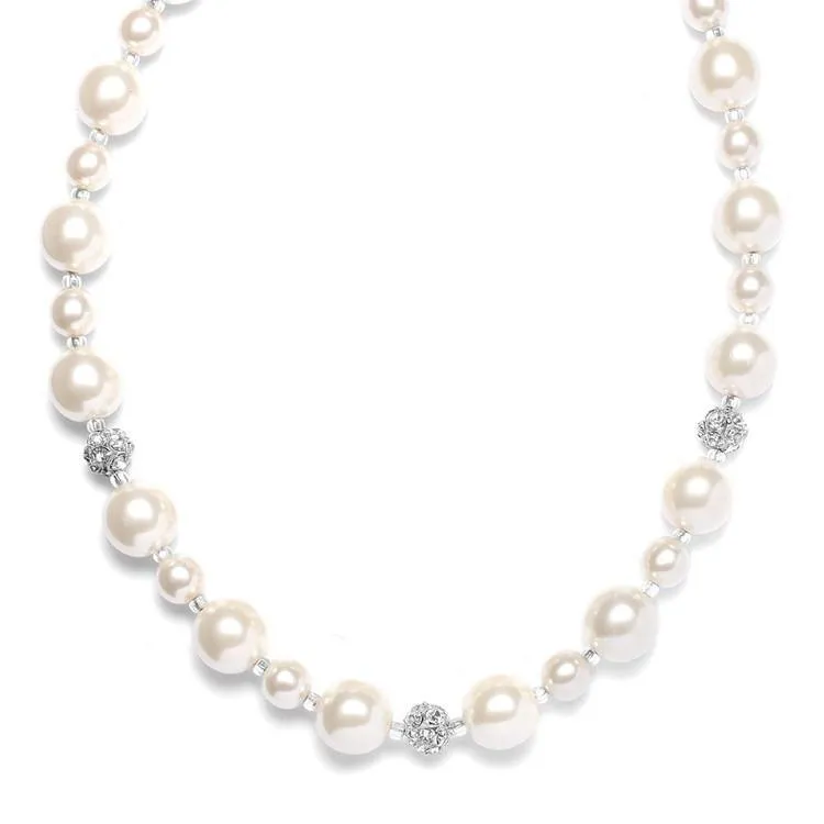 Pearl & Pave Single Strand Necklace