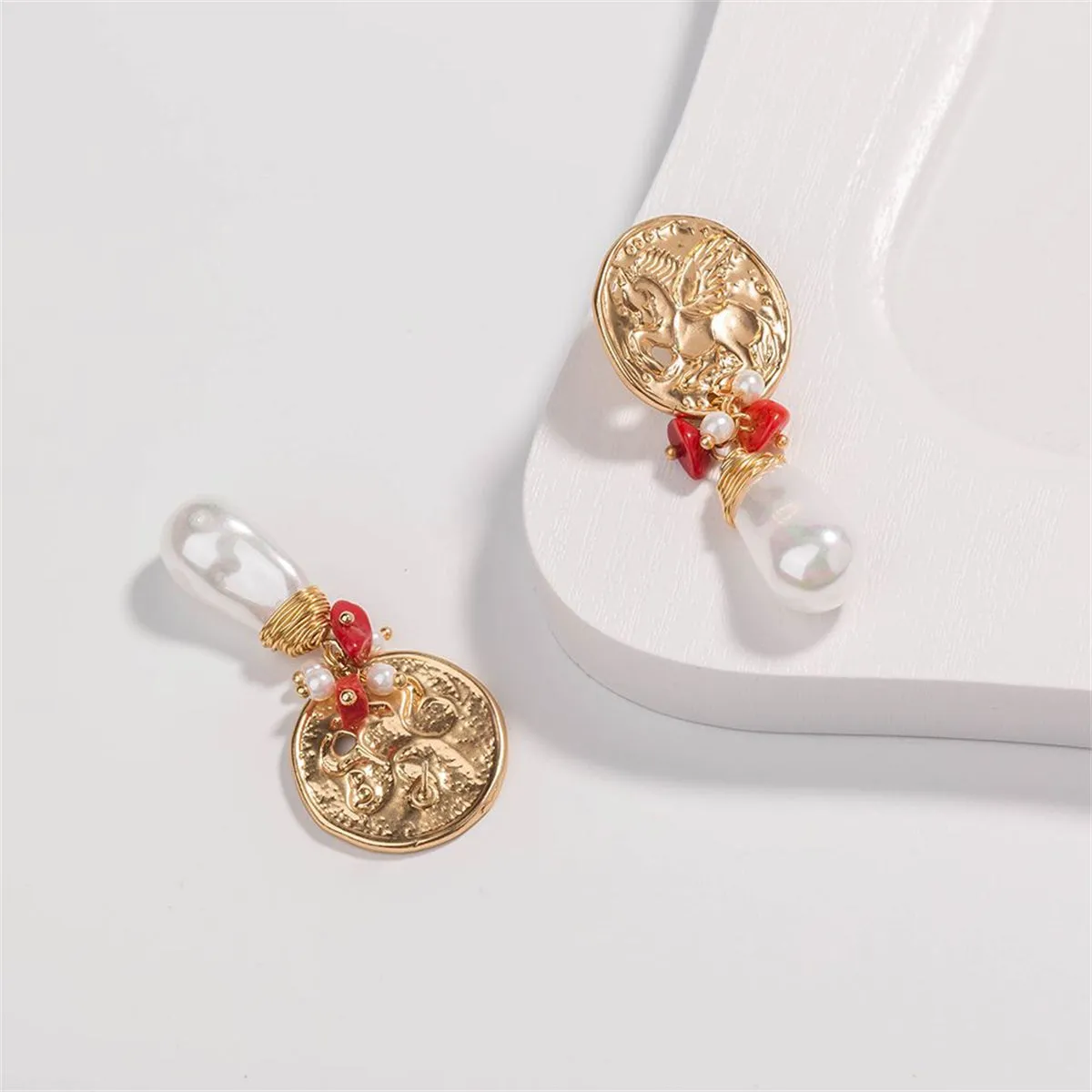 Pearl & Resin 18K Gold-Plated Unicorn Drop Earrings