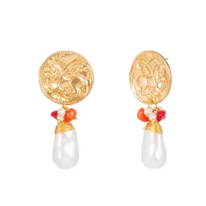 Pearl & Resin 18K Gold-Plated Unicorn Drop Earrings