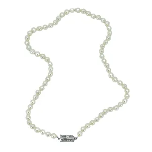 Petite Deco Japanese Saltwater Cultured Akoya Pearl Vintage Choker Necklace - Sterling Silver 16.25 Inch