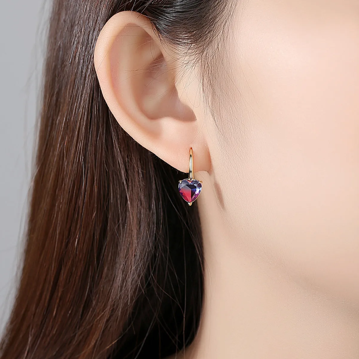 Pink Crystal & 18K Gold-Plated Heart Drop Earrings