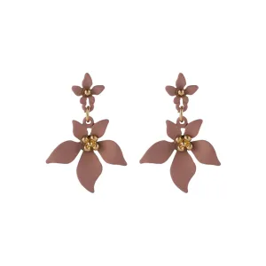 Pink Enamel & 18K Gold-Plated Flower Drop Earrings