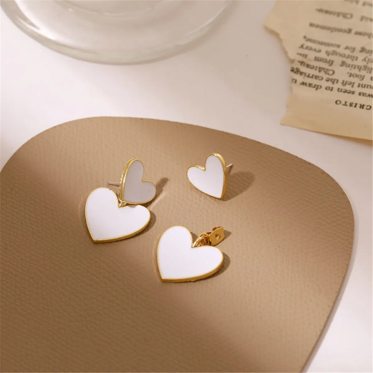 Pink Enamel & 18K Gold-Plated Heart Ear Jackets