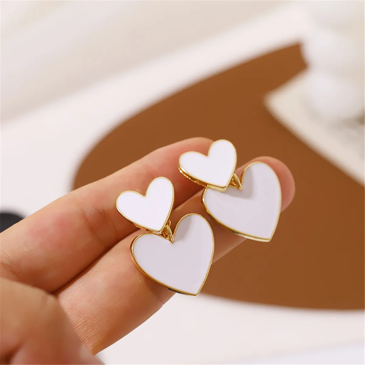 Pink Enamel & 18K Gold-Plated Heart Ear Jackets