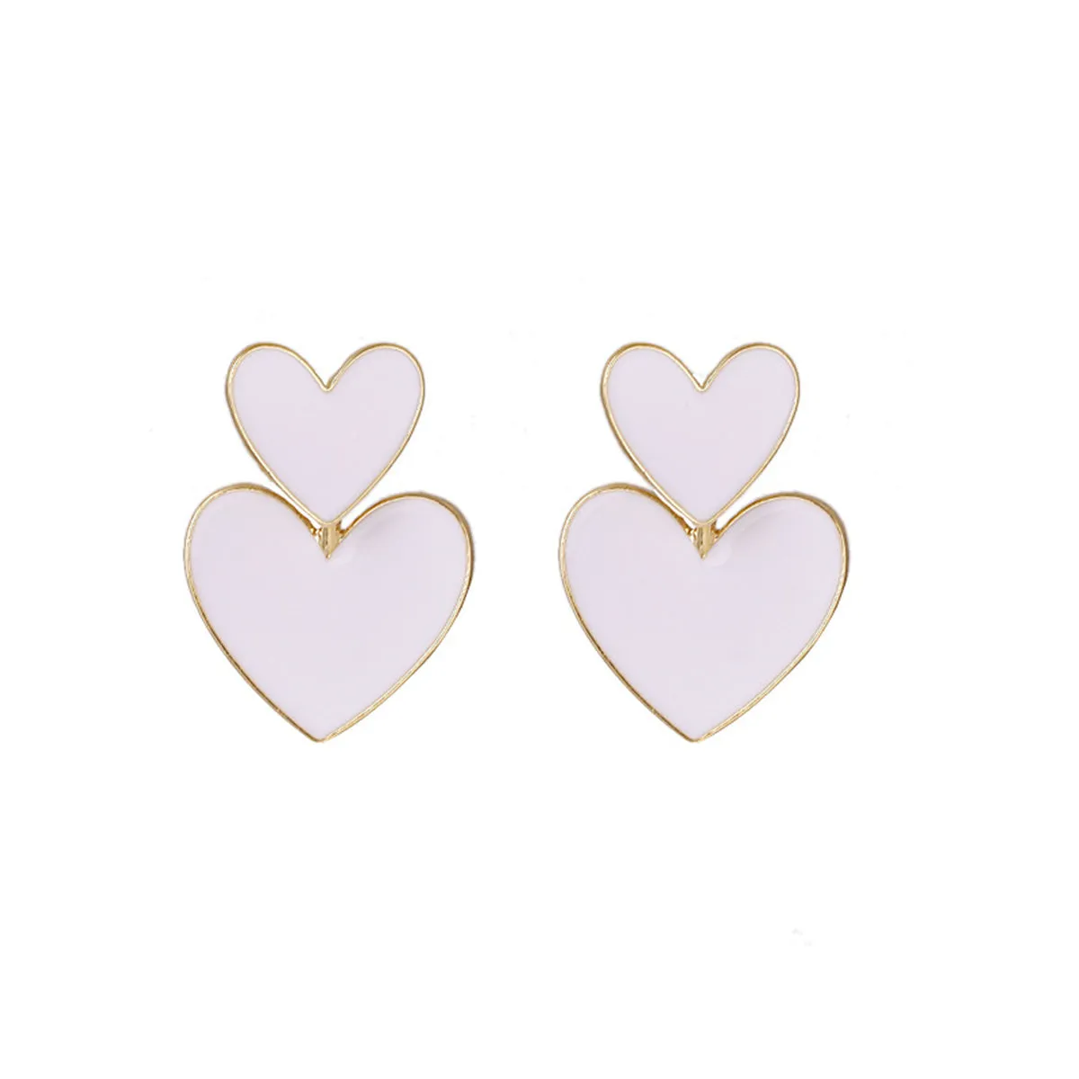 Pink Enamel & 18K Gold-Plated Heart Ear Jackets