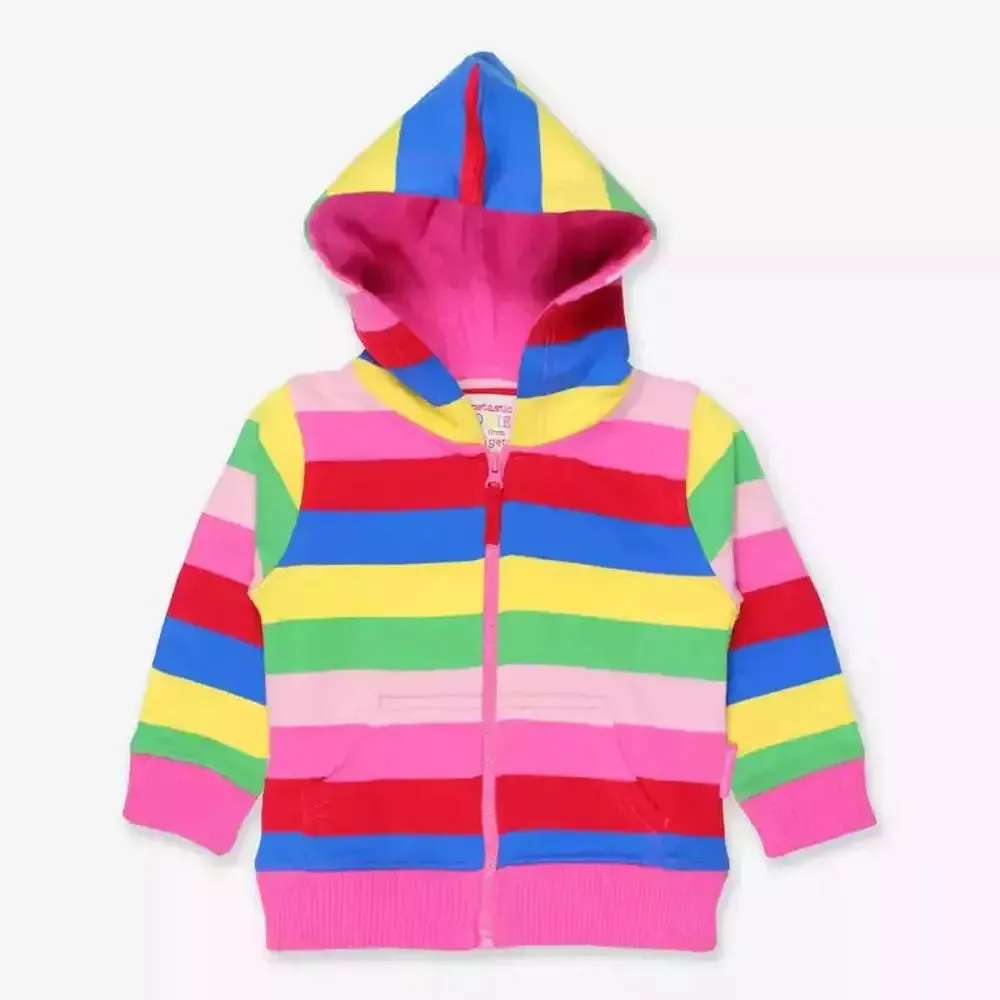 Pink Multi Stripe Zip Hoody