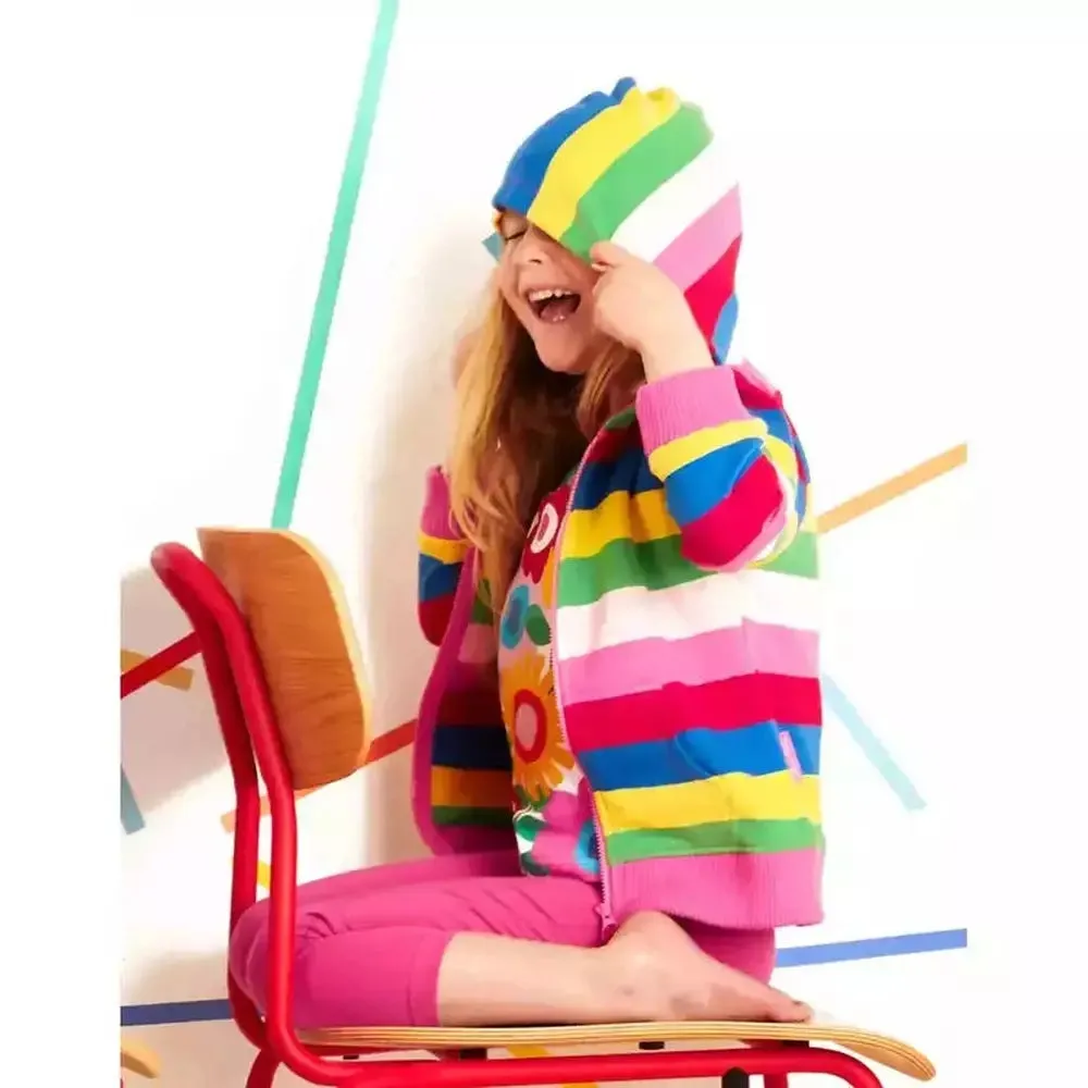 Pink Multi Stripe Zip Hoody