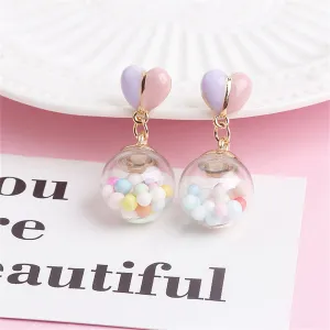 Pink Multicolor & 18K Gold-Plated Heart Ball Drop Earrings