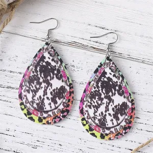 Pink Polystyrene & Silver-Plated Leopard Abstract Drop Earring