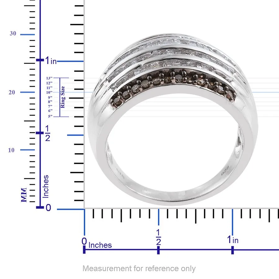 Platinum Over Sterling 2ct. White Baguette & Round Champagne DIAMOND Luxury Ring