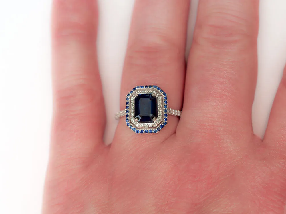 Platinum Sapphire and Diamond Engagement Ring, 1.75 ctw, 5g