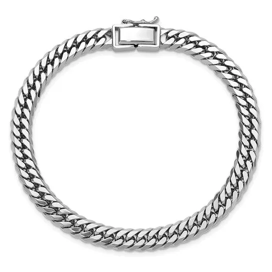 PLATINUM SOLID, Men's Heavy, Polished Diamond Cut Curb Bracelet