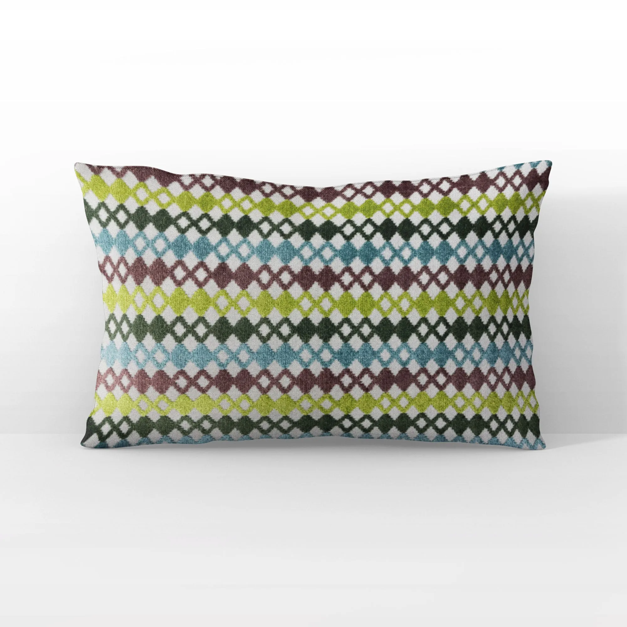 Plutus Grand Manor Stripe Green Blue Purple Velvet Luxury Throw Pillow