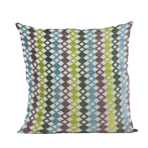 Plutus Grand Manor Stripe Green Blue Purple Velvet Luxury Throw Pillow