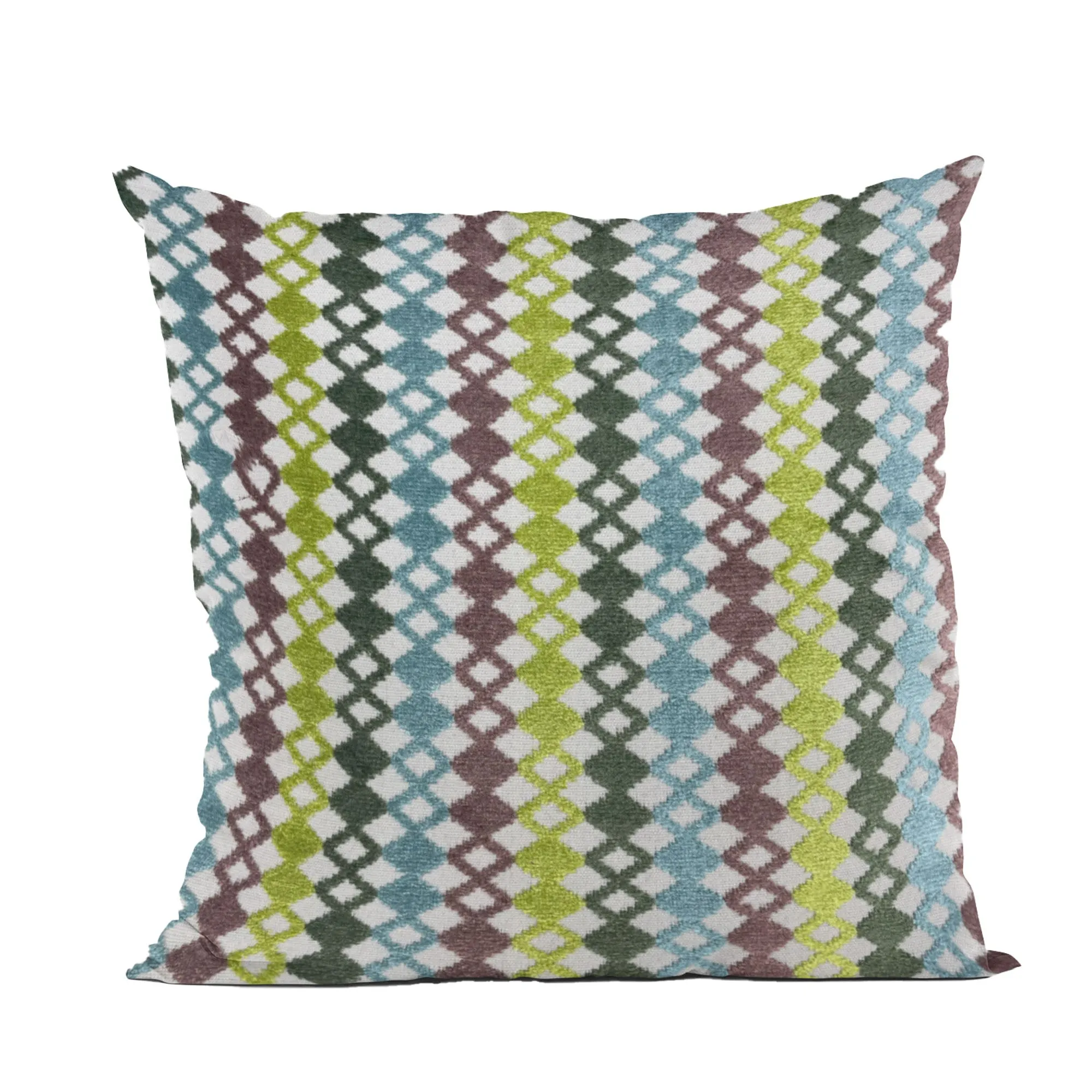 Plutus Grand Manor Stripe Green Blue Purple Velvet Luxury Throw Pillow