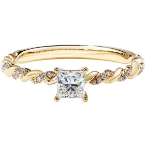 Princess Cut GIA Diamond Twist Band Engagement Ring