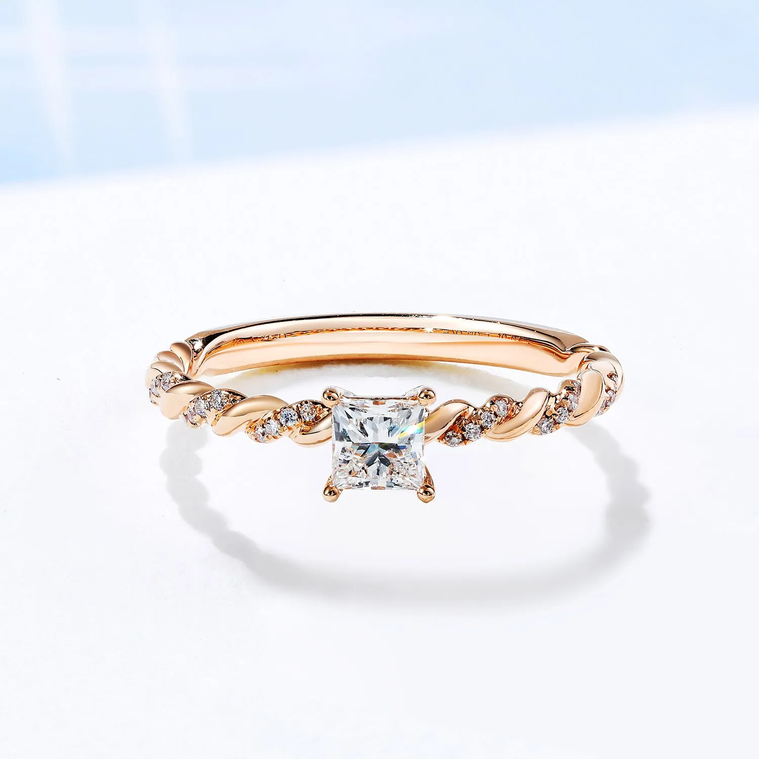 Princess Cut GIA Diamond Twist Band Engagement Ring