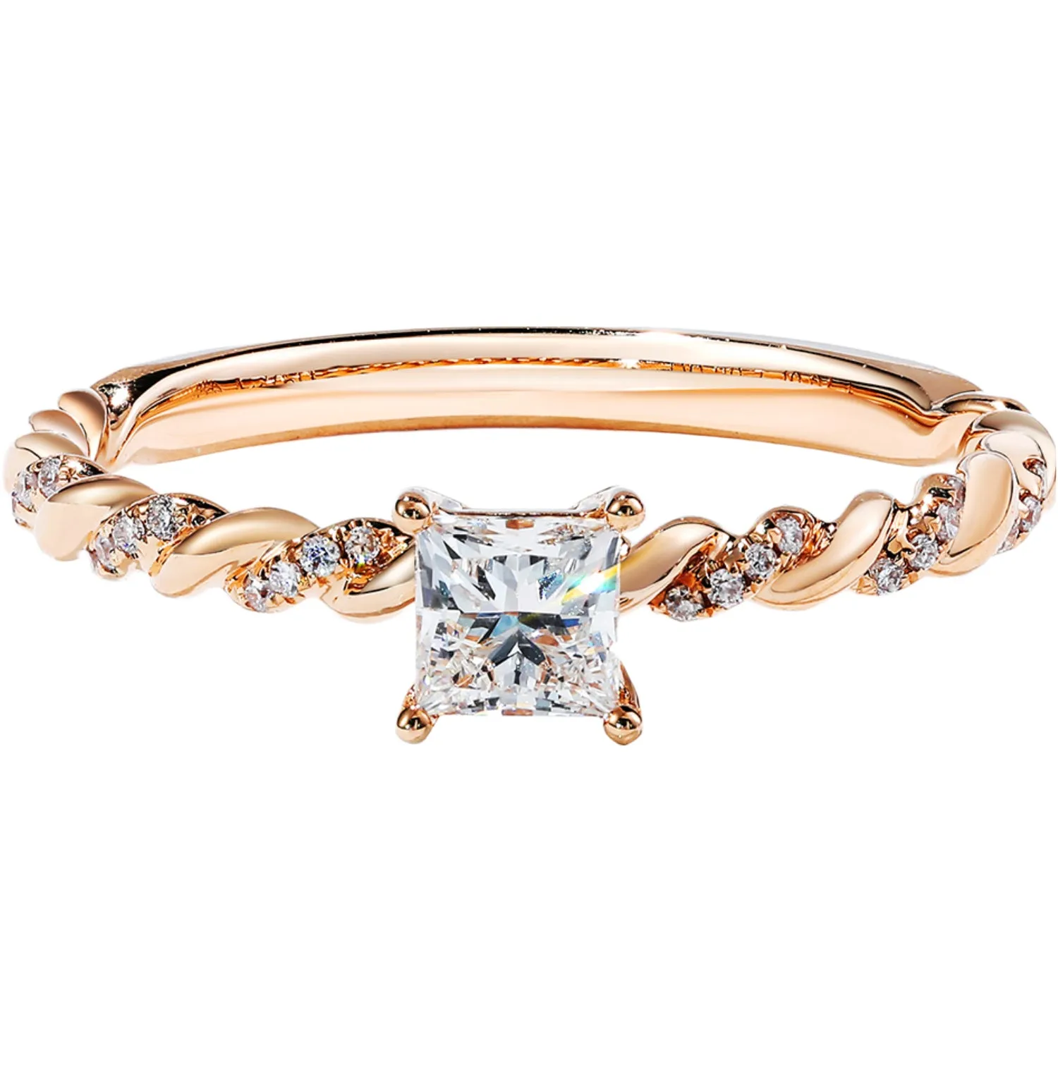 Princess Cut GIA Diamond Twist Band Engagement Ring