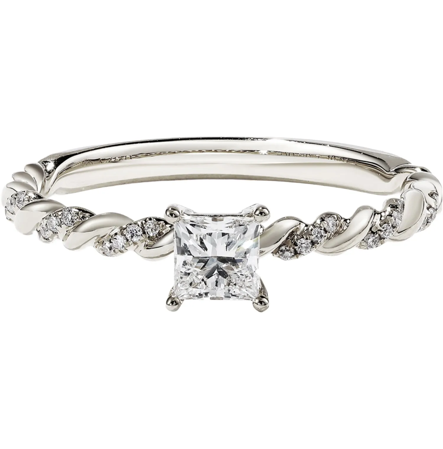 Princess Cut GIA Diamond Twist Band Engagement Ring