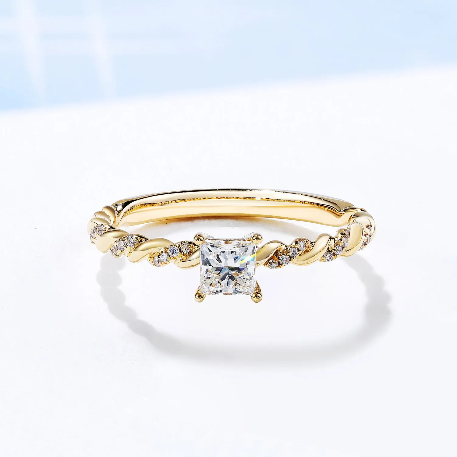 Princess Cut GIA Diamond Twist Band Engagement Ring
