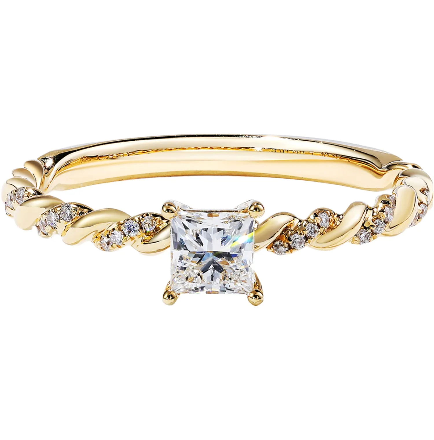 Princess Cut GIA Diamond Twist Band Engagement Ring