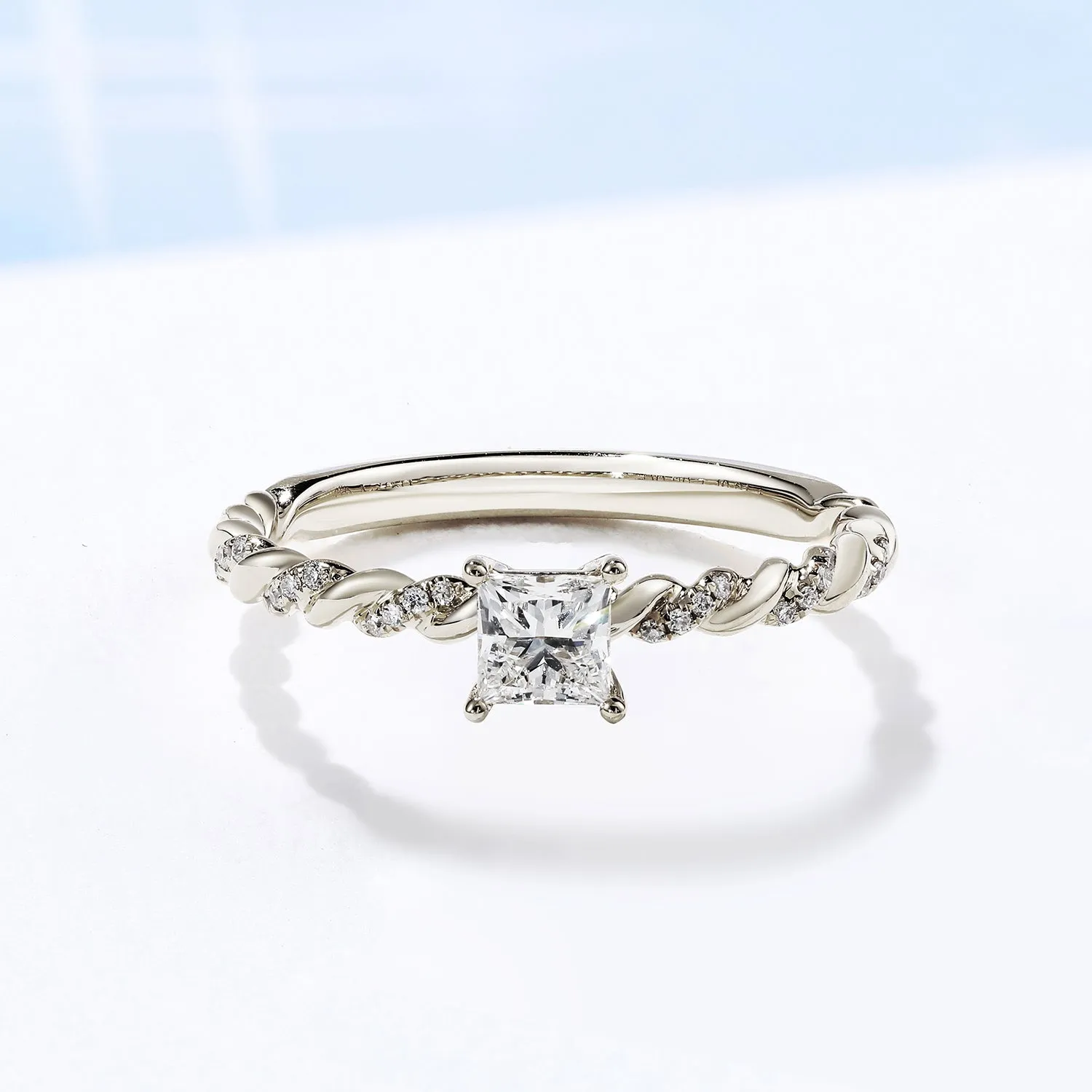 Princess Cut GIA Diamond Twist Band Engagement Ring