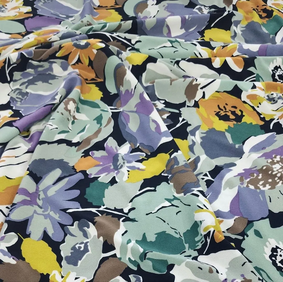 Printed Bon Bon Fabric Olive Green/ Lilac 150cm