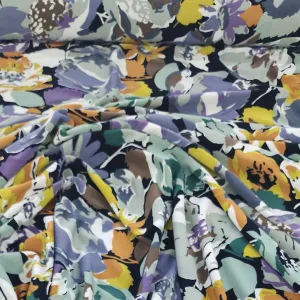 Printed Bon Bon Fabric Olive Green/ Lilac 150cm