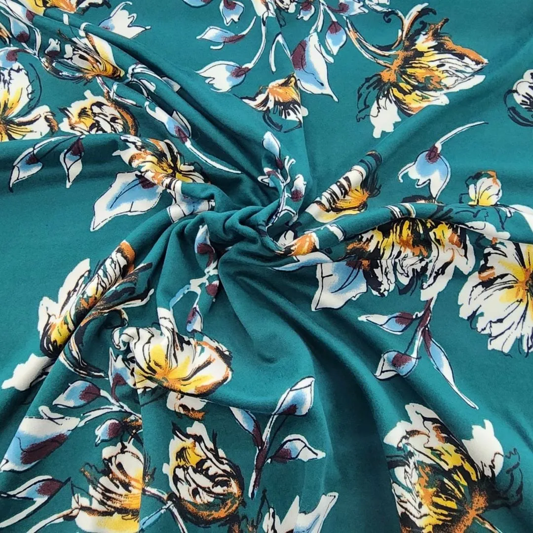 Printed Dty Brushed Fabric 150cm Bottle Green