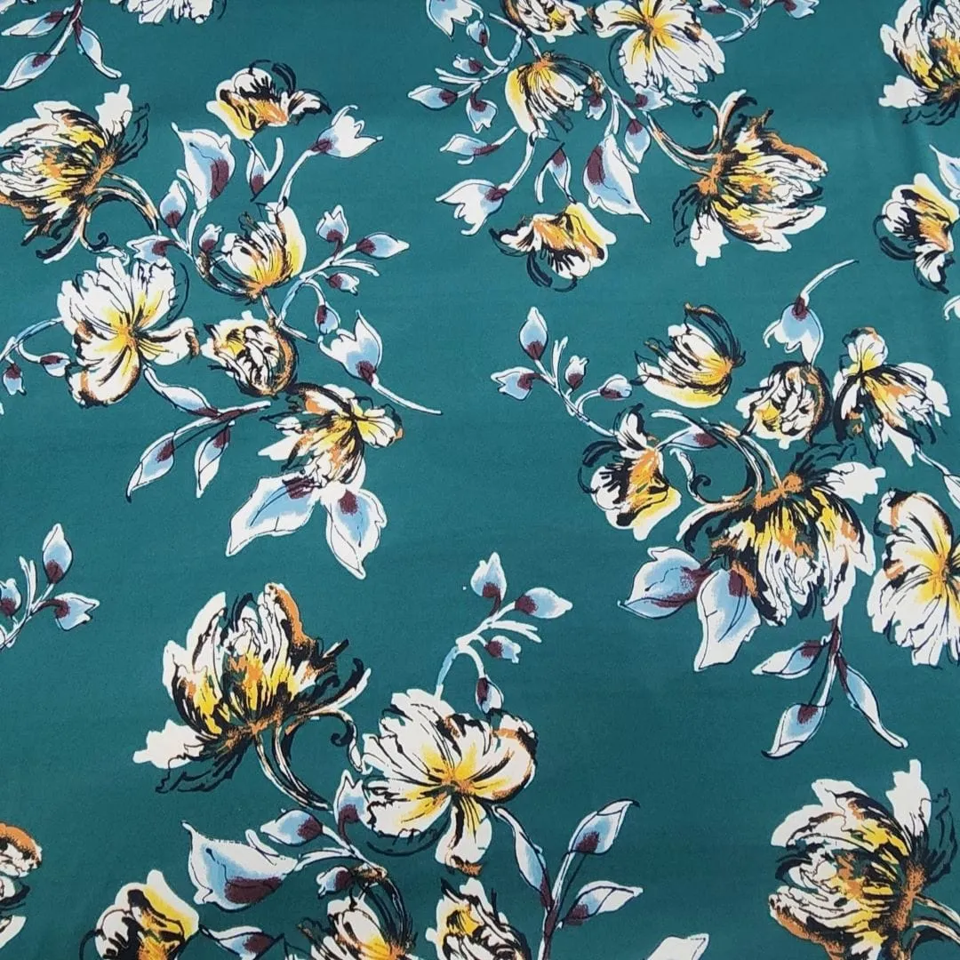 Printed Dty Brushed Fabric 150cm Bottle Green